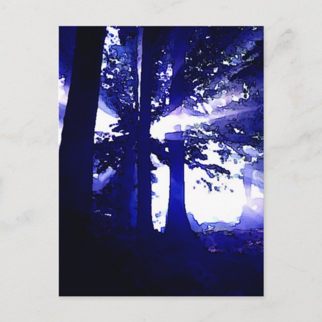 Blue Night Trees Postcard (Front)