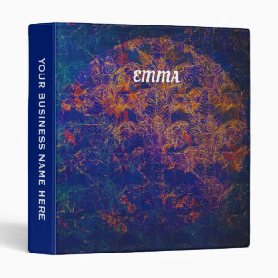 Blue Night Tropical Jungle Leaves Moon Metallic Binder