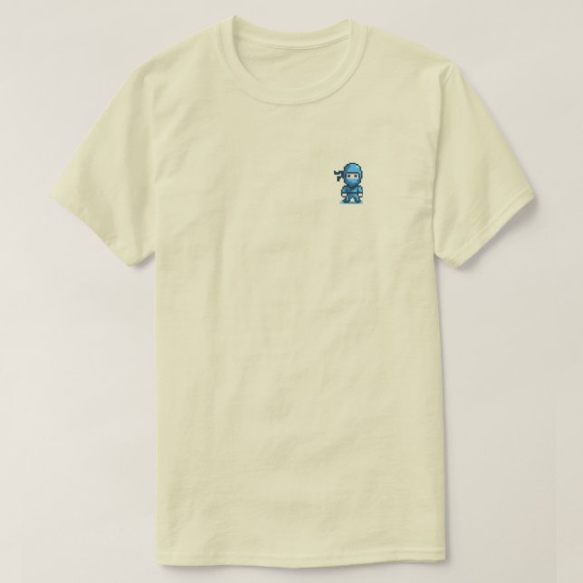 Blue Ninja Retro Pixel Art Unisex T-Shirt (Design Front)