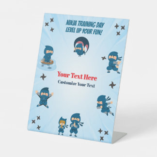 Blue Ninja Squad Birthday Party Your Texte Here Pedestal Sign