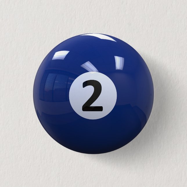 Blue No. 2 Billiard Pool Ball 1 Inch Round Button (Front)