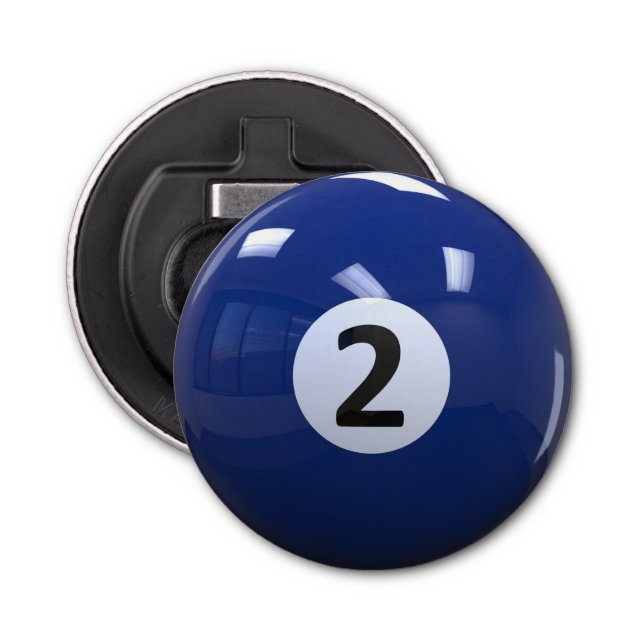 Blue No. 2 Billiard Pool Ball Bottle Opener (Front)