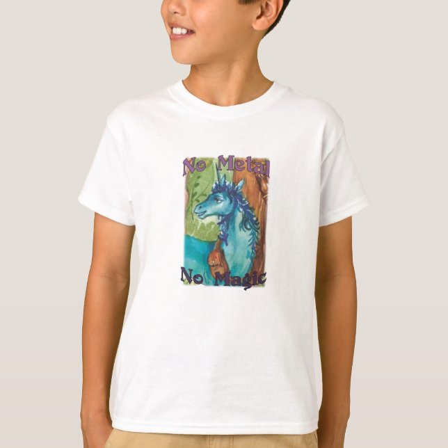 Blue - No Metal No Magic - Kids Tee (Front)