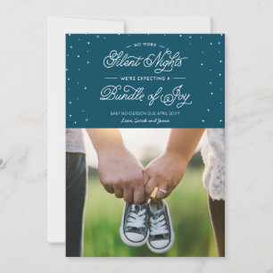 Blue "No More Silent Nights" Holiday Photo Card