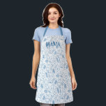 Blue Noodle Doodles Pasta Chef Adult Apron<br><div class="desc">This darling pasta print makes such a sweet apron to match your little helper! Design features pasta shapes and sauce ingredients doodled in a French blue. The standard personalization on this piece is subtle, using a similar blue to the doodles. Makes a great Christmas or Hanukkah gift for the chef...</div>