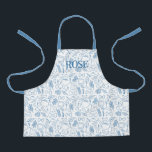 Blue Noodle Doodles Pasta Chef Kid’s Apron<br><div class="desc">This darling pasta print makes such a sweet apron for your little helper! Design features pasta shapes and sauce ingredients doodled in a French blue. The standard personalization on this piece is subtle, using a similar blue to the doodles. Makes a great Christmas or Hanukkah gift for the little chef...</div>