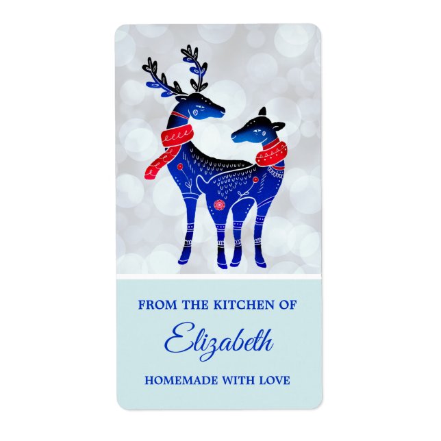 Blue Nordic Christmas Reindeer Pair Kitchen (Front)