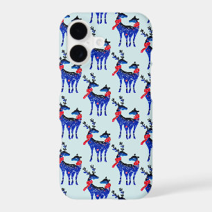 Blue Nordic Christmas Reindeer Pair Pattern
