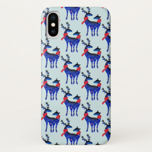 Blue Nordic Christmas Reindeer Pair Pattern Case-Mate iPhone Case