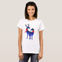 Blue Nordic Christmas Reindeer Pair
