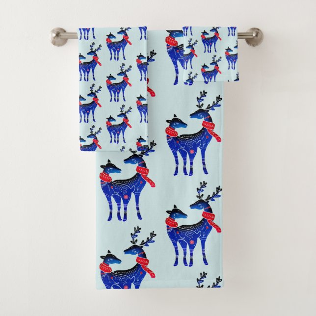 Blue Nordic Reindeer Pair Motif (En situation)