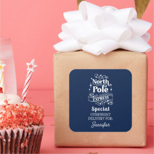 Blue North Pole Special OVERNIGHT DELIVERY FOR Square Sticker