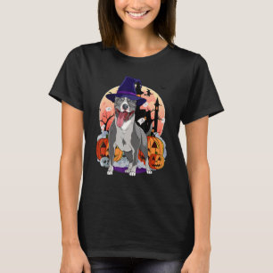 Blue Nose Pitbull Halloween Witch Pumpkin Pit Bull T-Shirt