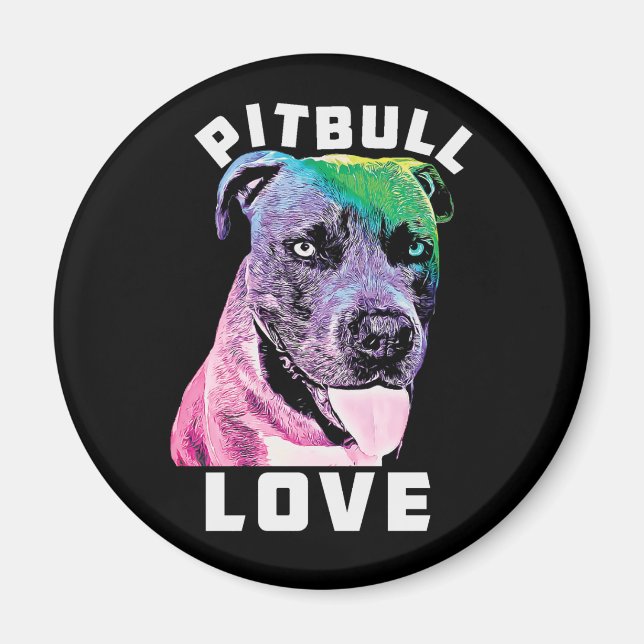 Blue Nose Pitbull Love Pop Art Style Cool Pit Magnet (Front)
