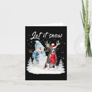 Blue Nose Pitbull Santa Dog Christmas Snowman Xmas Card