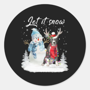 Blue Nose Pitbull Santa Dog Christmas Snowman Xmas Classic Round Sticker