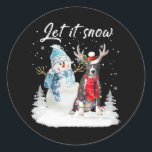 Blue Nose Pitbull Santa Dog Christmas Snowman Xmas Classic Round Sticker<br><div class="desc">Blue Nose Pitbull Santa Dog Christmas Snowman Xmas Pajama 1</div>