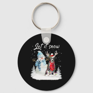 Blue Nose Pitbull Santa Dog Christmas Snowman Xmas Keychain