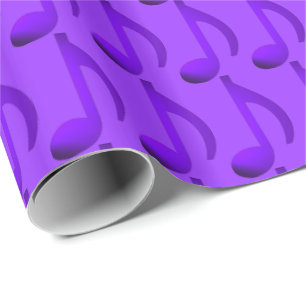 Blue Notes Repeating Music Notes Purple Pattern Wrapping Paper