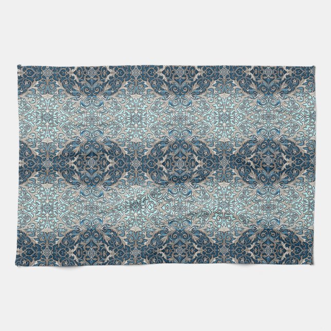Blue Nouveau Kitchen Towel (Horizontal)