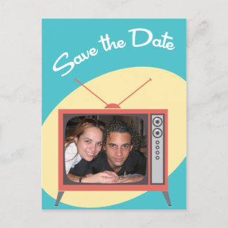 Blue  Now Presenting Save the Dates Announcement Postcard