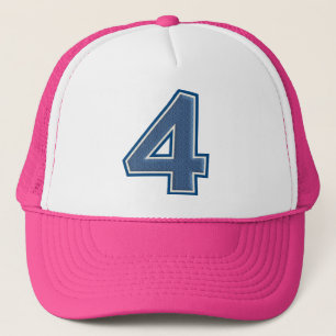 Blue Number 4 Trucker Hat
