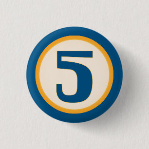 Blue Number 5 1 Inch Round Button