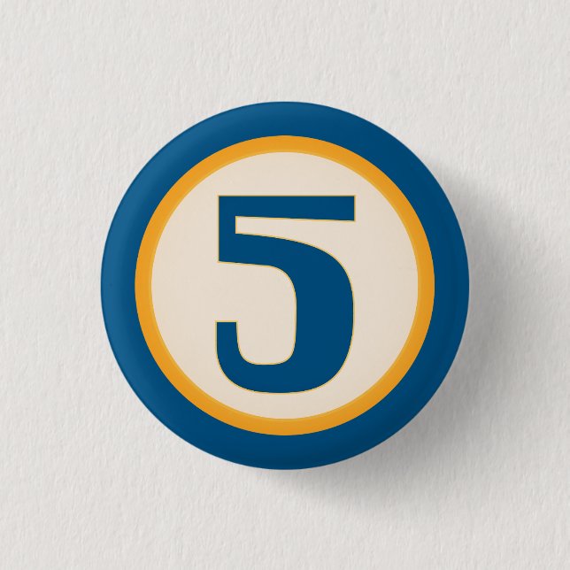 Blue Number 5 1 Inch Round Button (Front)