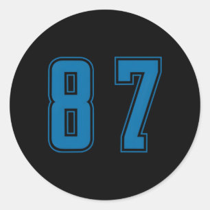 Blue Number 87 Team Junior Sports Numbered Uniform Classic Round Sticker