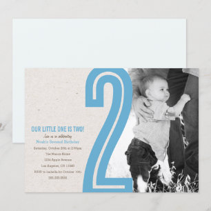 Blue Number Two Birthday Party Invite
