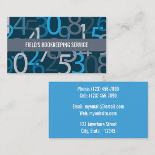 Blue Numbered Bookkeeping Business Card