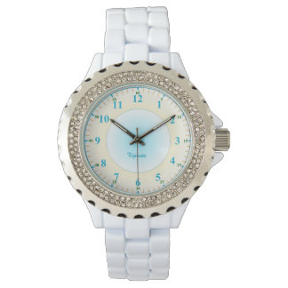 Blue Numbers White Rhinestone Ladies watch
