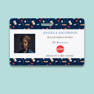 Blue Nurse Healthcare Logo Horizontal ID Badge