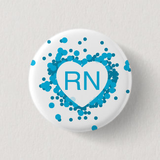 Blue Nurse RN Heart Button