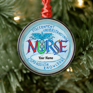 Blue Nurses Motto Nurse Metal Ornament