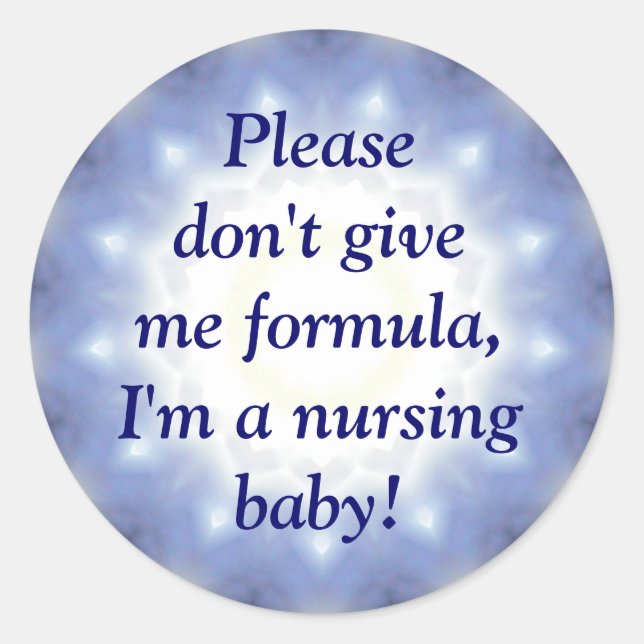 Blue "Nursing Baby" sticker, hospital and daycare Classic Round Sticker (Front)