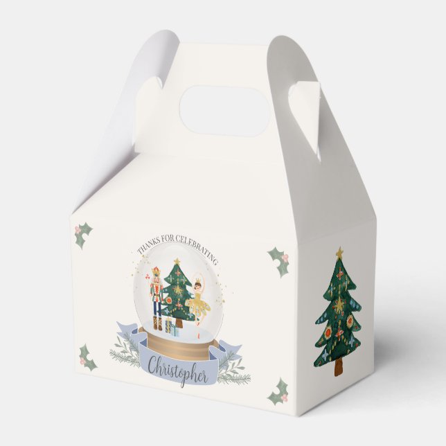 Blue Nutcracker Christmas Birthday Party boy Favor Box (Front Side)