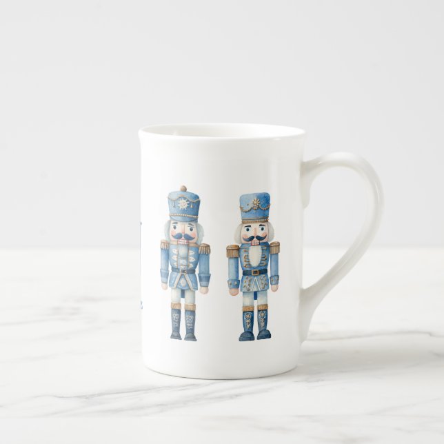 Blue Nutcracker Christmas Bone China Mug (Right)