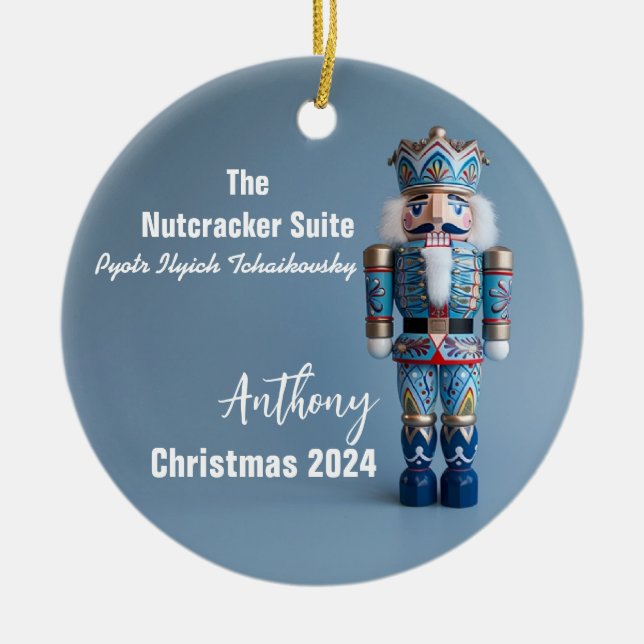 Blue Nutcracker Personalized Ornament (Front)
