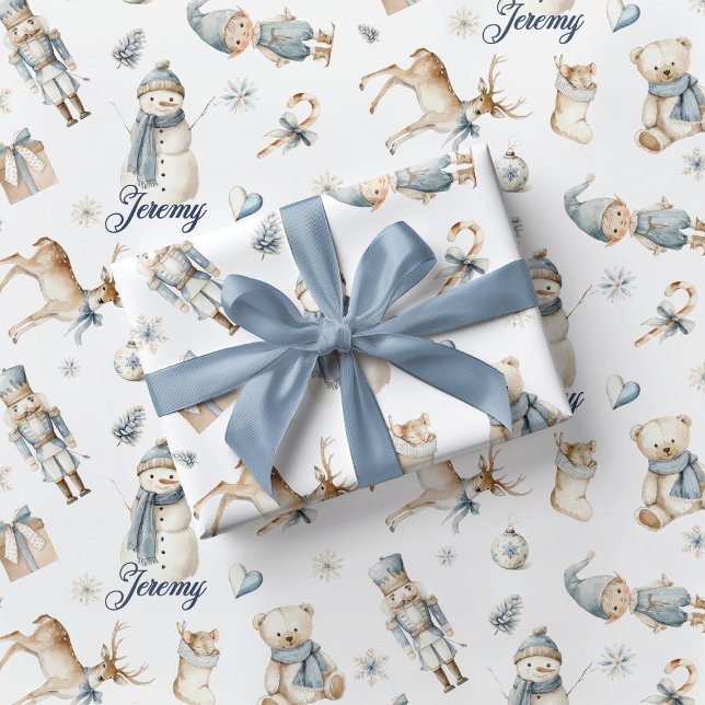 Blue Nutcracker Wrapping Paper Boy Christmas (Creator Uploaded)