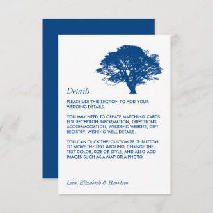 Blue Oak Tree, Rustic/Minimalistic Wedding Detail Enclosure Card