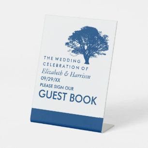 Blue Oak Tree, Rustic & Minimalistic Wedding Pedestal Sign