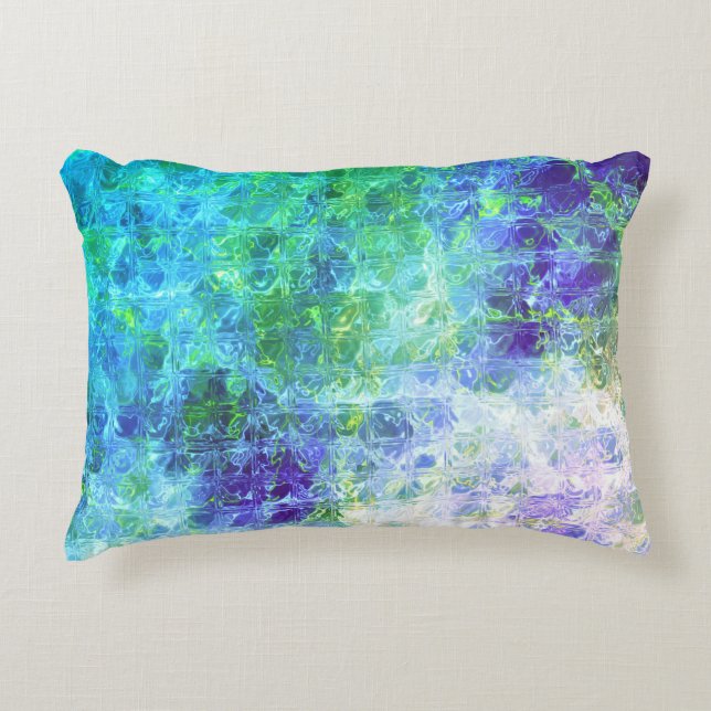 Blue Ocean Abstract Blocks  Accent Pillow (Front)