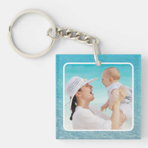 Blue Ocean Background Seaside Custom 2 X Photo Keychain