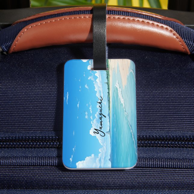 Blue Ocean Beach Luggage Tag (Back Insitu 4)