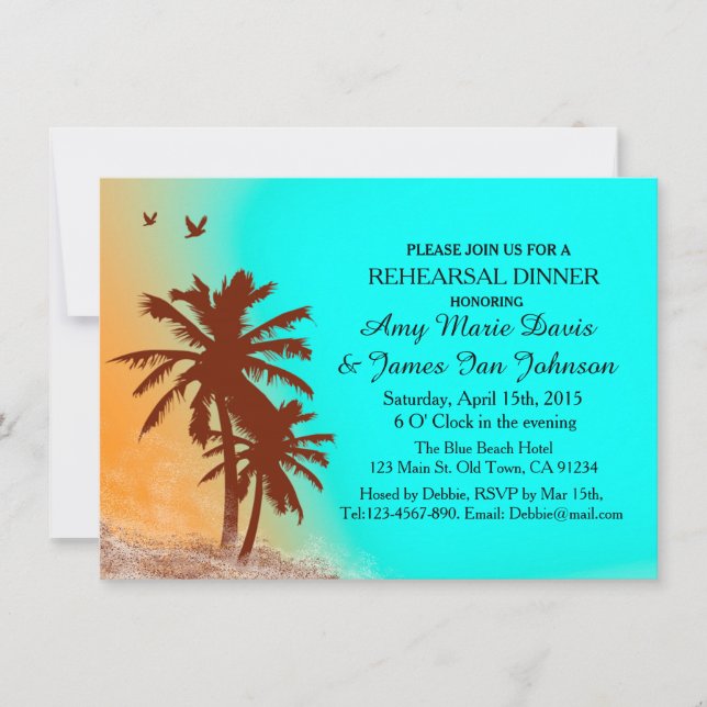 Blue ocean beach rehearsal dinner invites beach2 (Front)