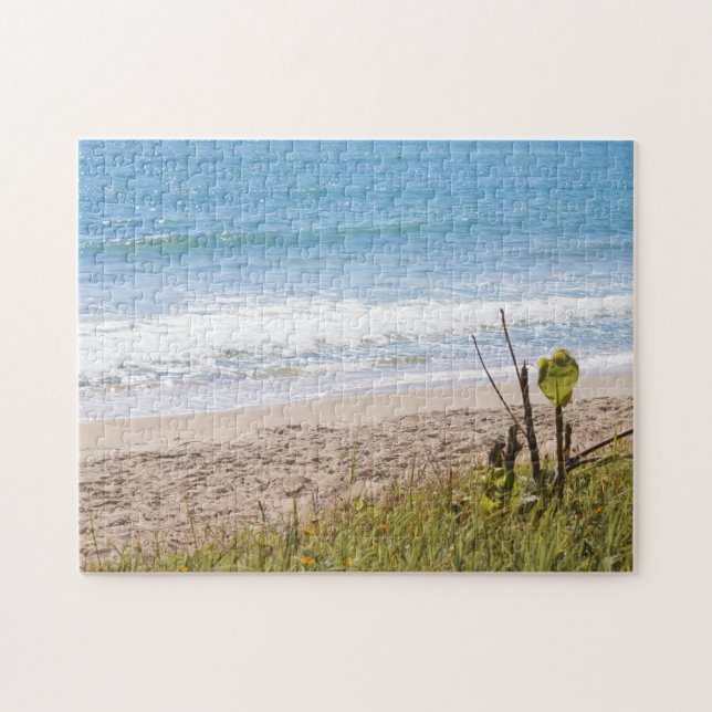 Blue Ocean Beach Waves Photograph Jigsaw Puzzle (Horizontal)