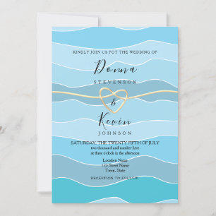 Blue Ocean Beach Wedding Invitation