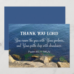Blue Ocean Blessed New Year Christian Bible Verse Holiday Card