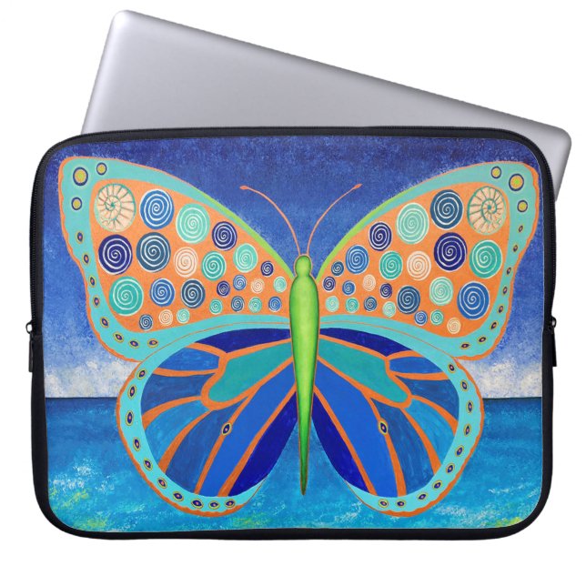 Blue Ocean Butterfly Laptop Sleeve (Front)